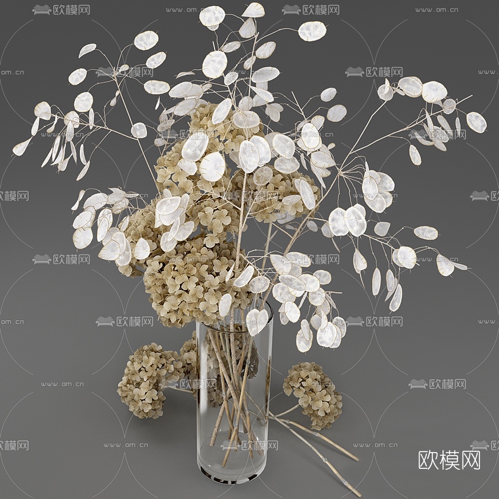 现代干花花瓶插花3d模型
