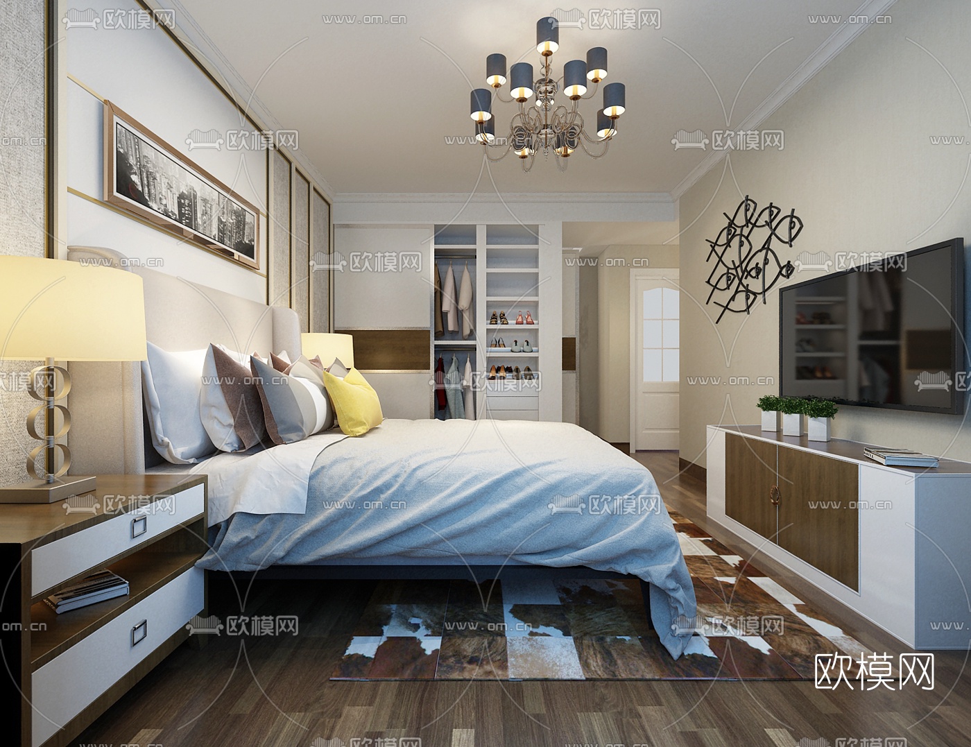 简欧主卧衣帽间免费3d模型