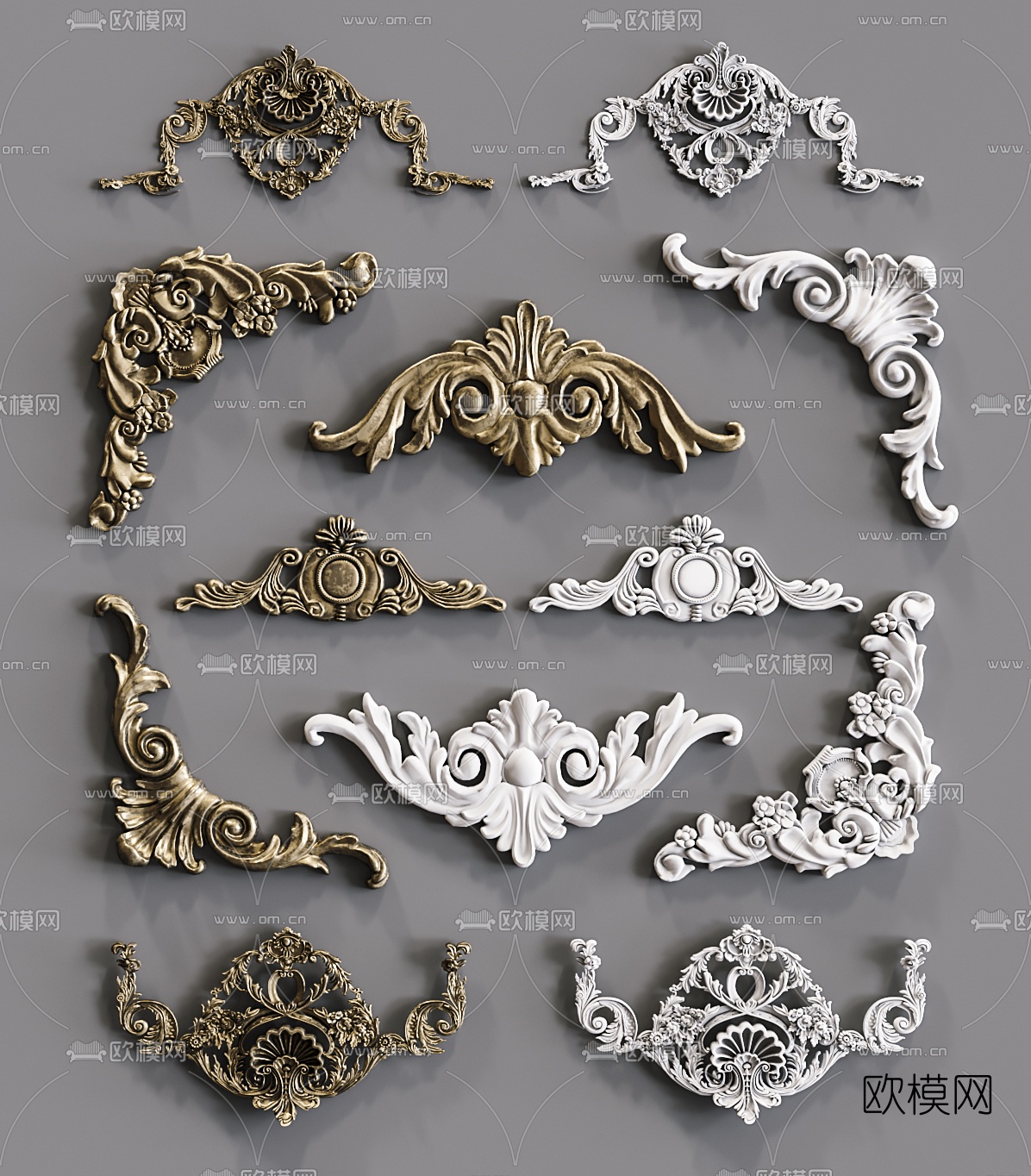 欧式雕花角花3d模型下载