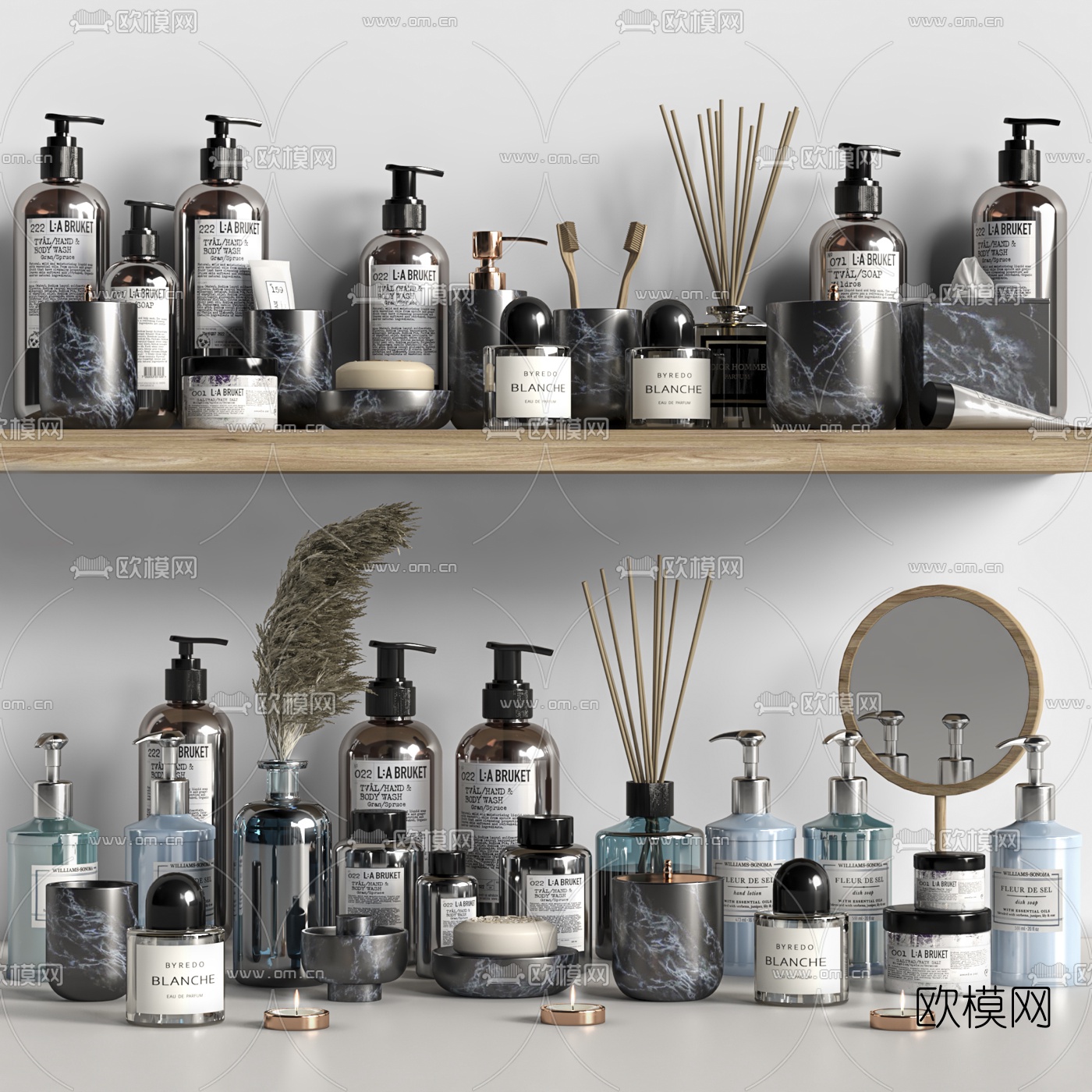 现代浴室洗漱用品3d模型下载（渲染图1）
