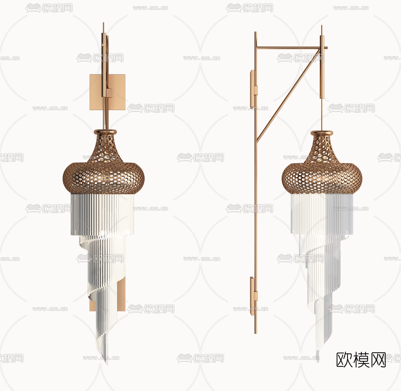东南亚金属壁灯3d模型下载