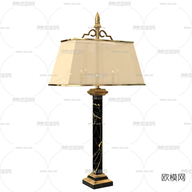 简欧金属台灯免费3d模型下载