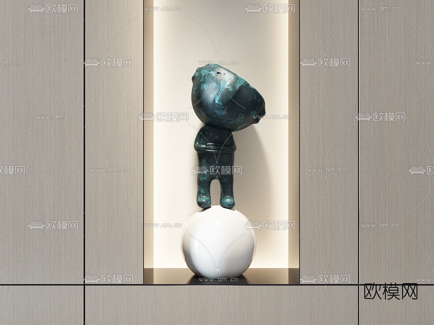 现代抽象人物雕塑3d模型下载