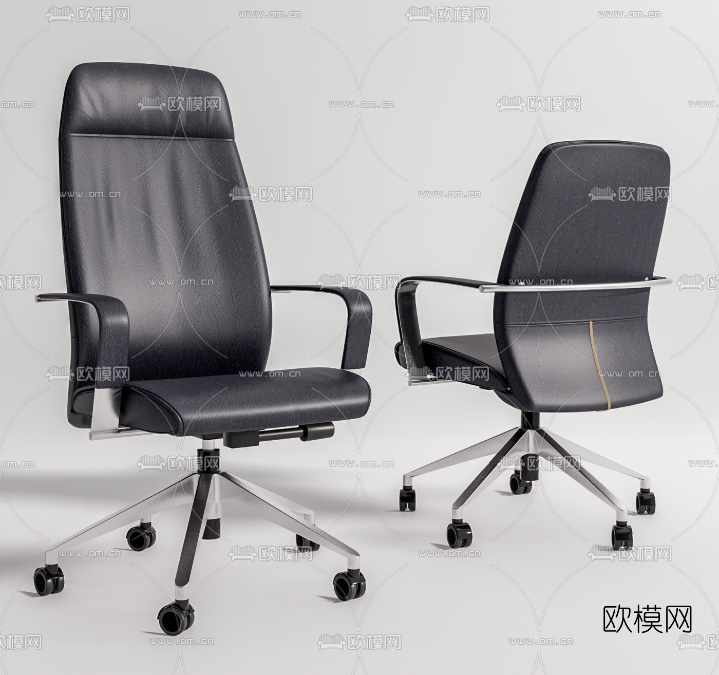 现代皮革办公椅su模型