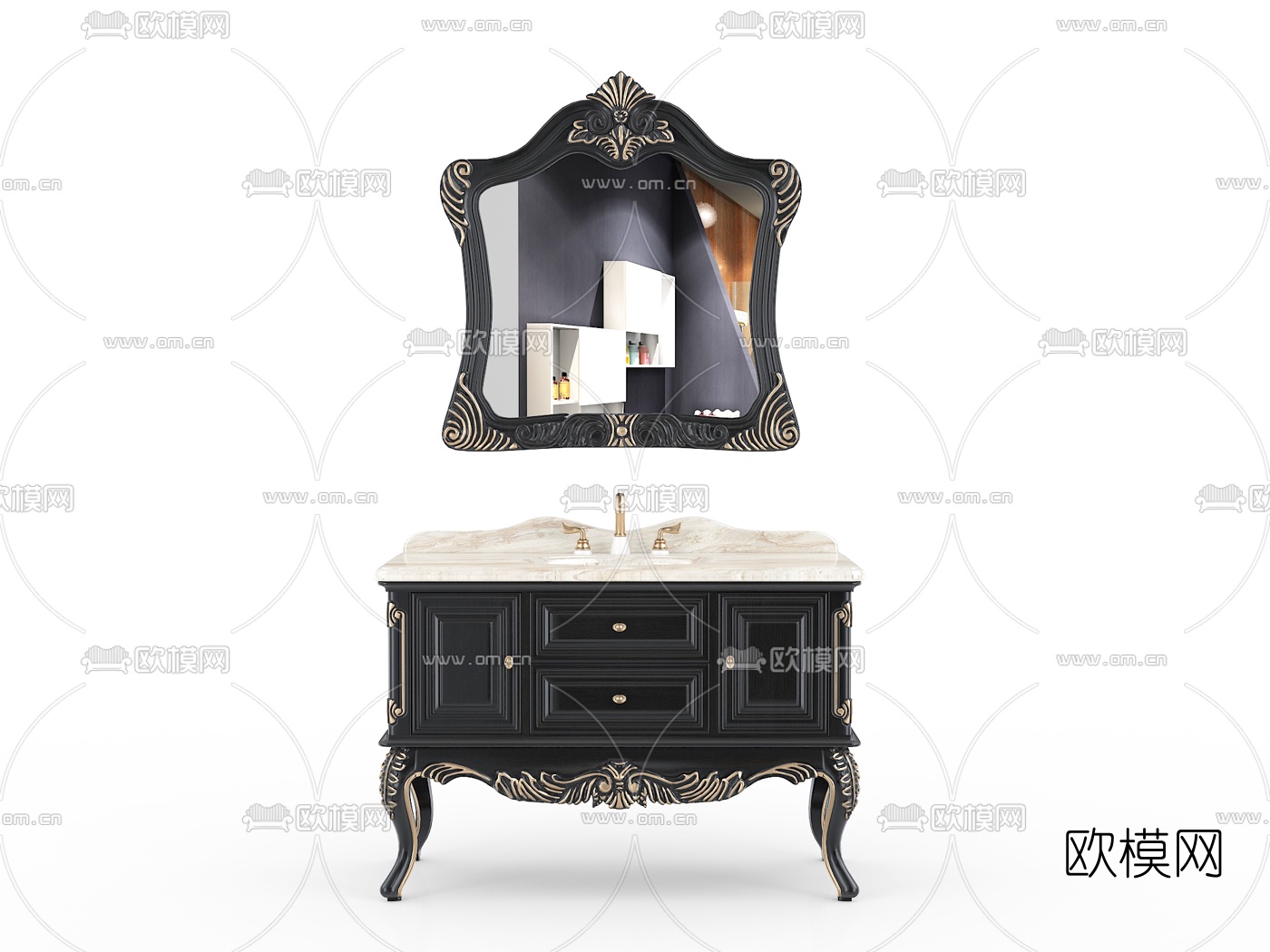 欧式古典浴室柜3d模型下载