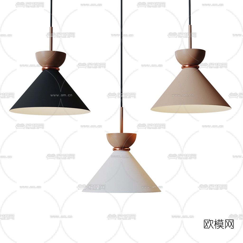 北欧圆形吊灯3d模型下载（渲染图1）