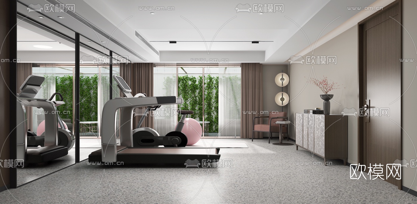 新中式健身娱乐室3d模型下载