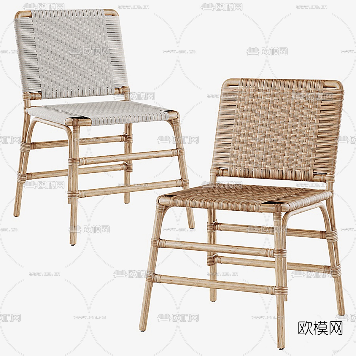 自然风藤编单椅3d模型下载