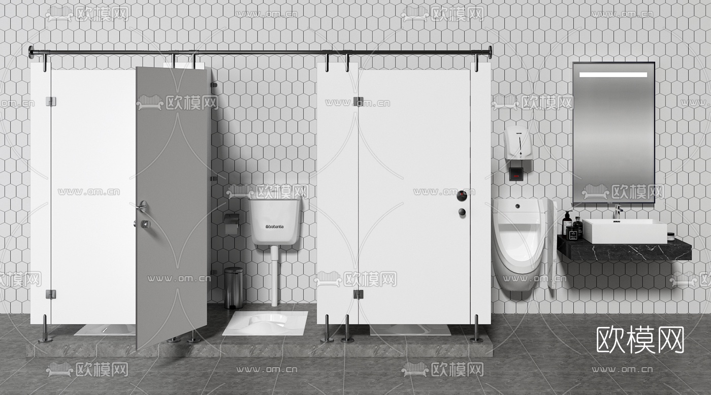 现代公共卫生间隔断3d模型