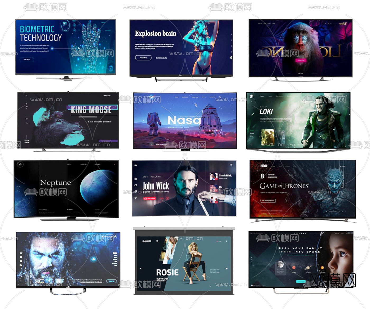 现代液晶电视机显示屏3d模型下载