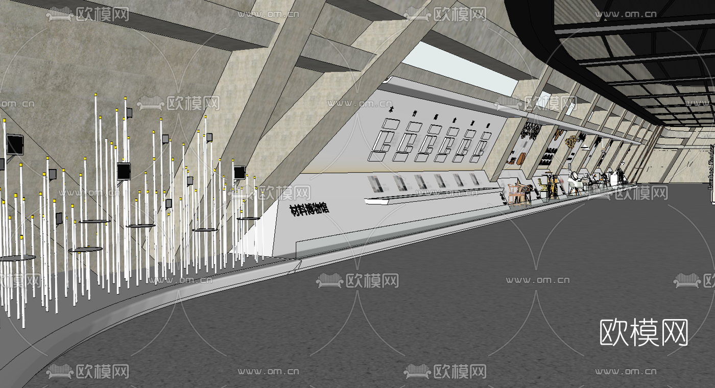 现代少年宫博物馆su模型下载（渲染图4）