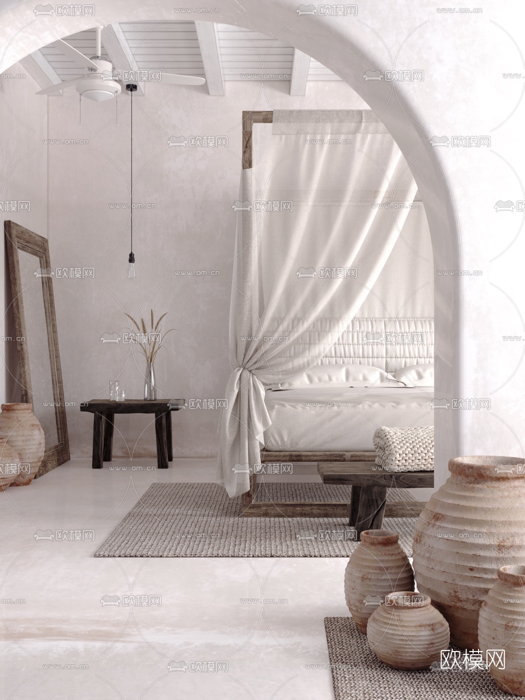 自然风卧室免费3d模型下载