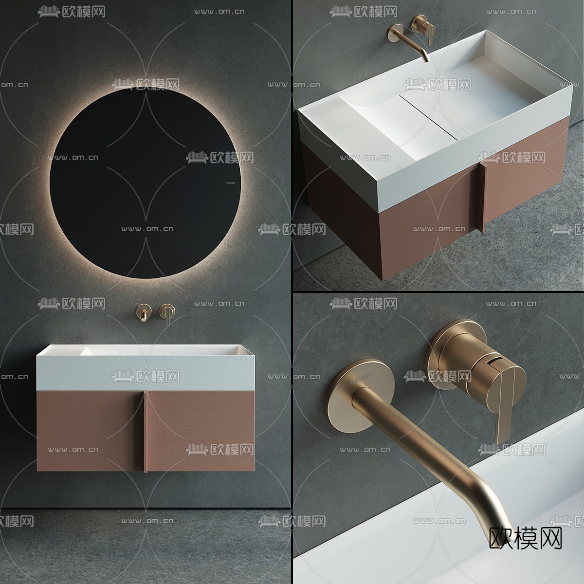 现代台盆洗手台3d模型