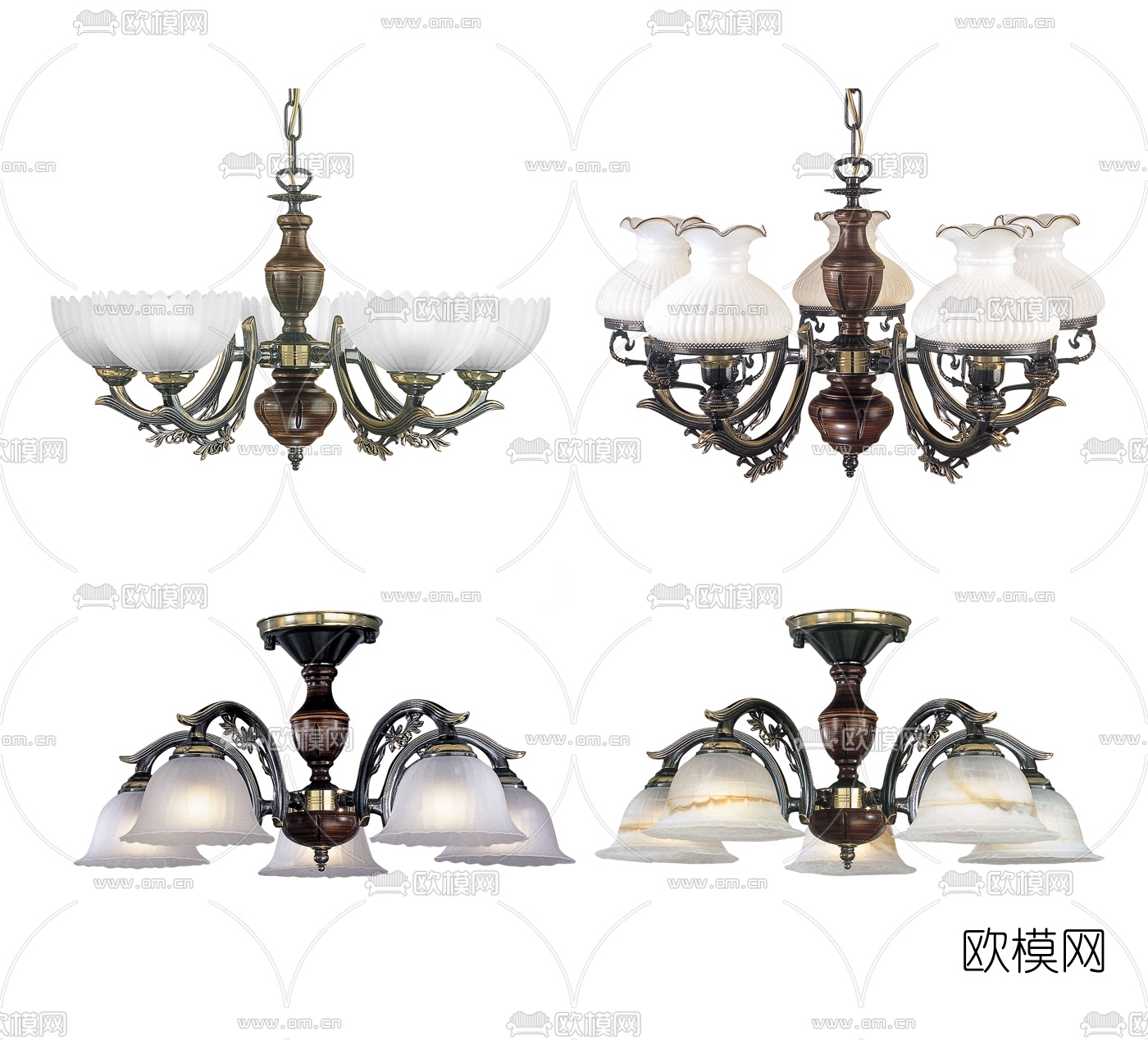 欧式金属吊灯3d模型下载
