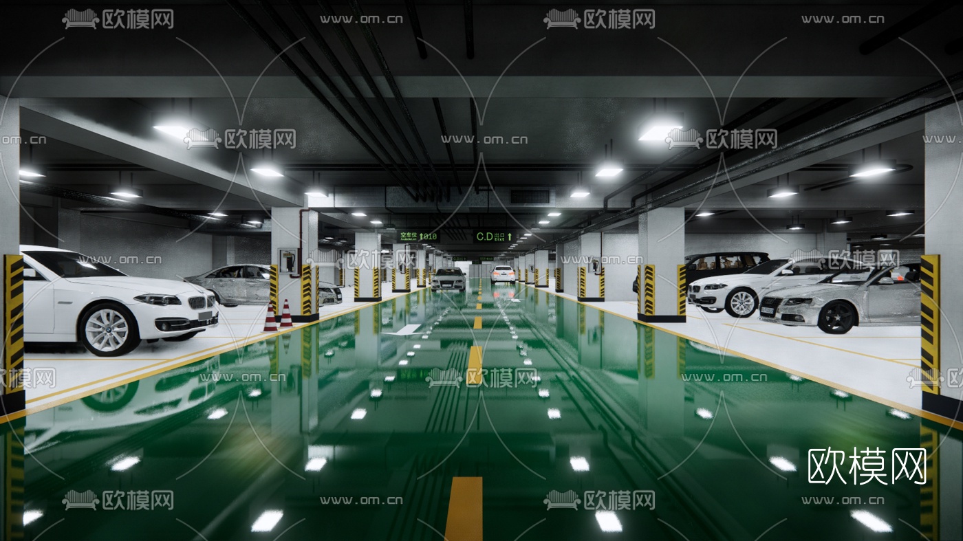 现代地下停车场su模型