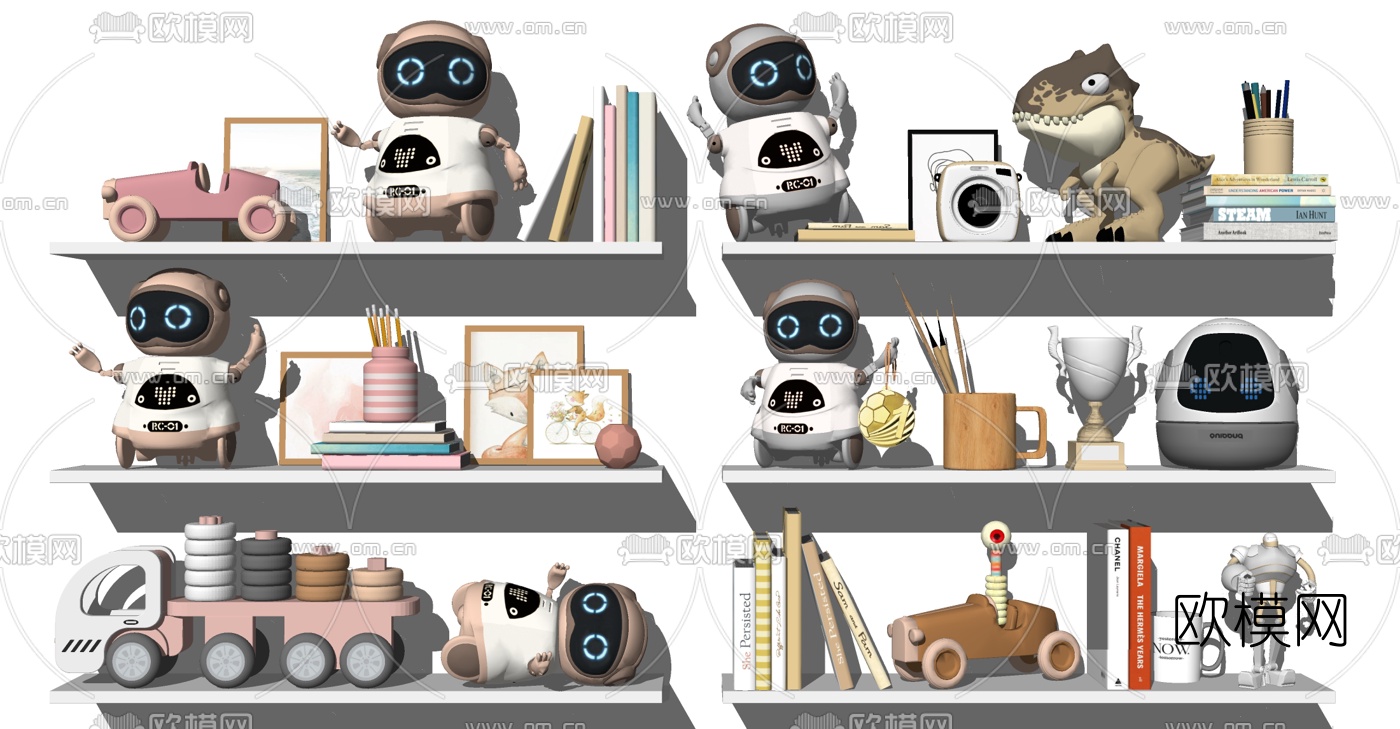 现代儿童玩具摆件智能机器人su模型下载