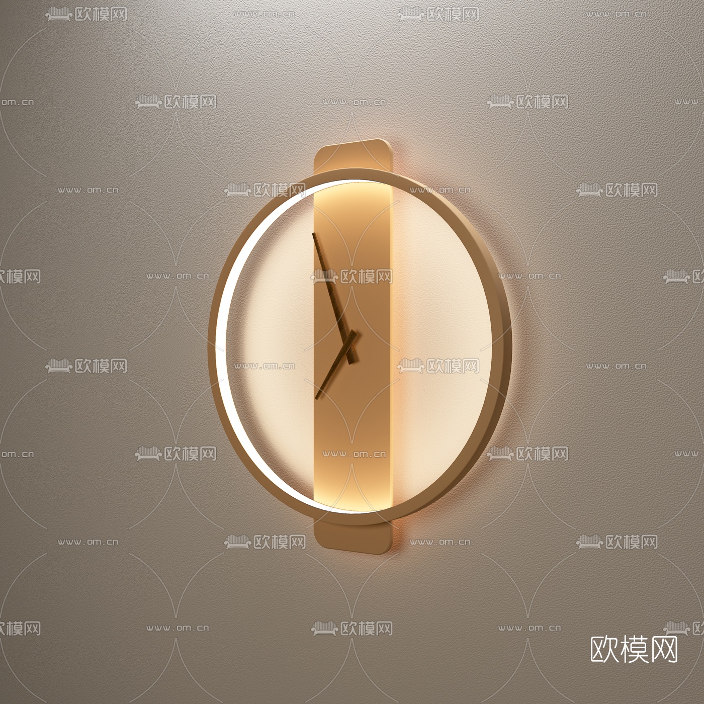 北欧极简挂钟壁灯3d模型下载（渲染图3）