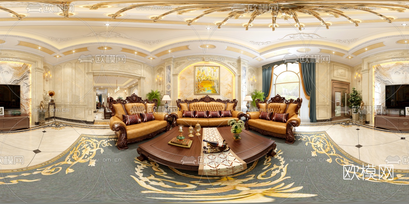 欧式客餐厅vr全景3d模型