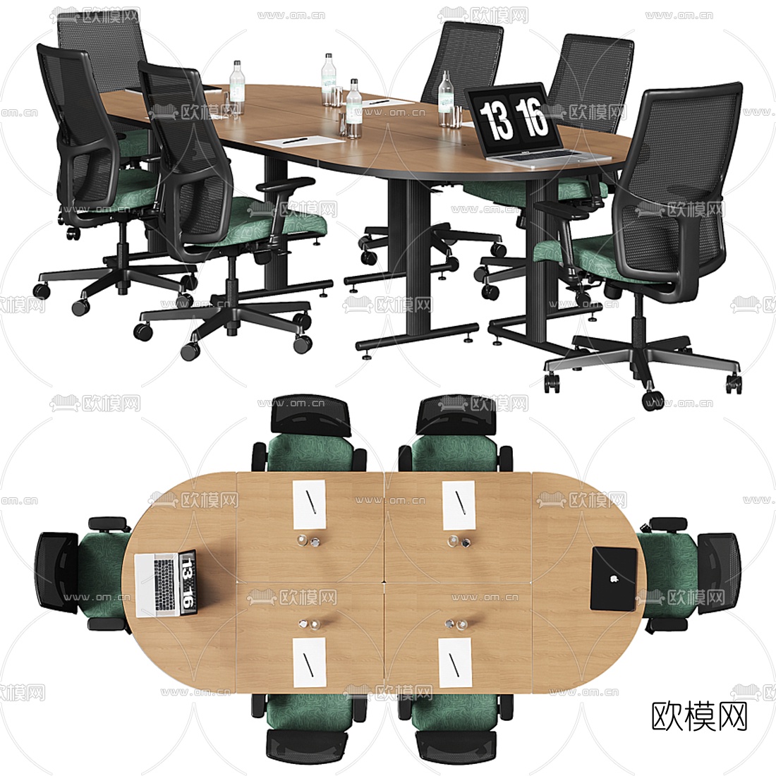 现代会议桌椅3d模型