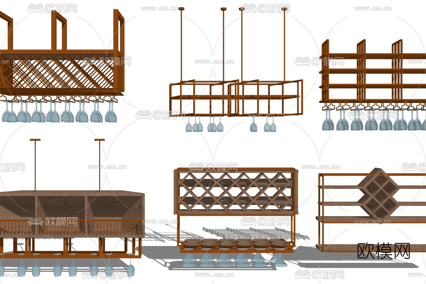 现代酒杯架su模型下载