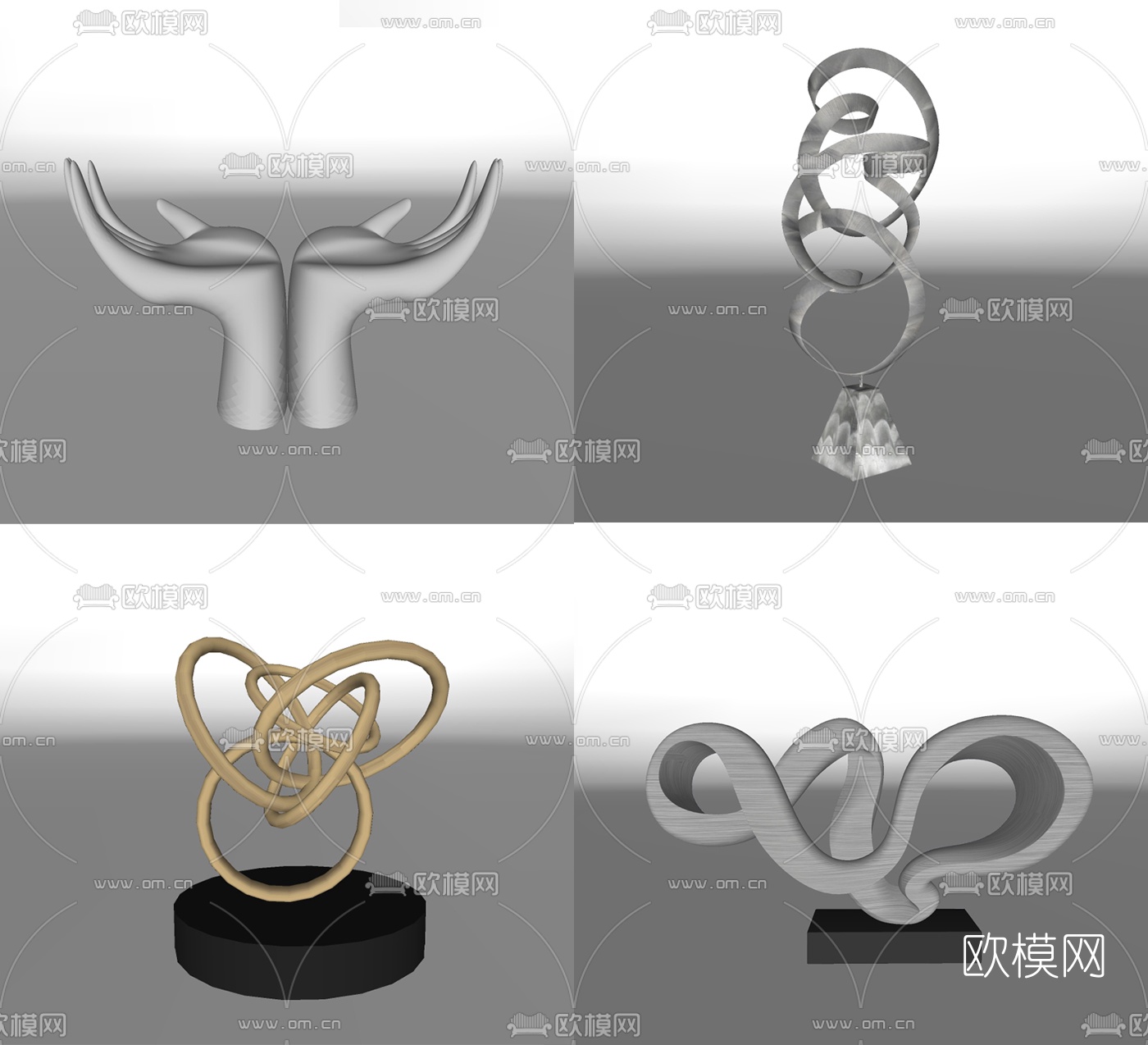 现代艺术雕塑su模型下载（渲染图2）