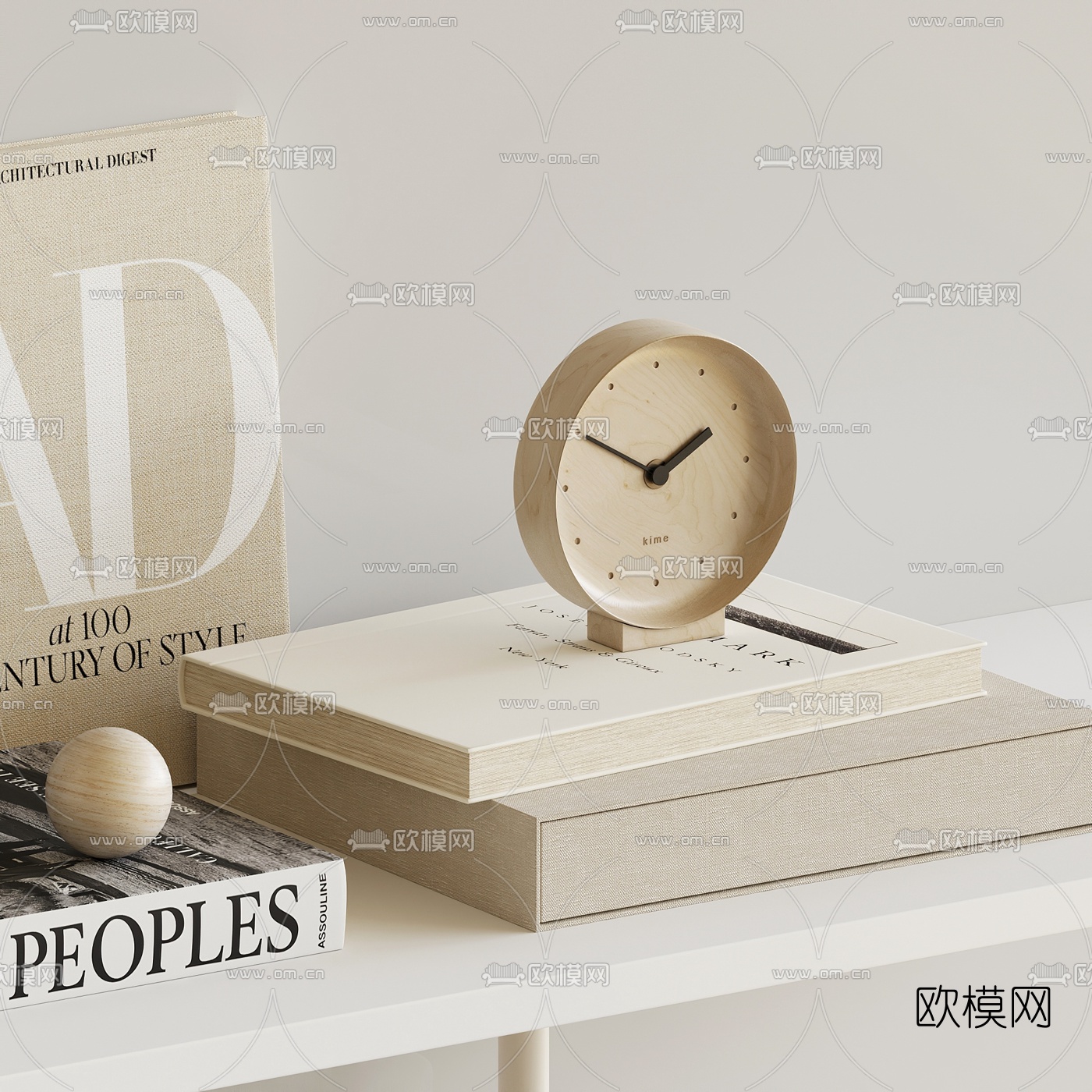 北欧书籍烛台雕塑饰品摆件3d模型下载（渲染图5）