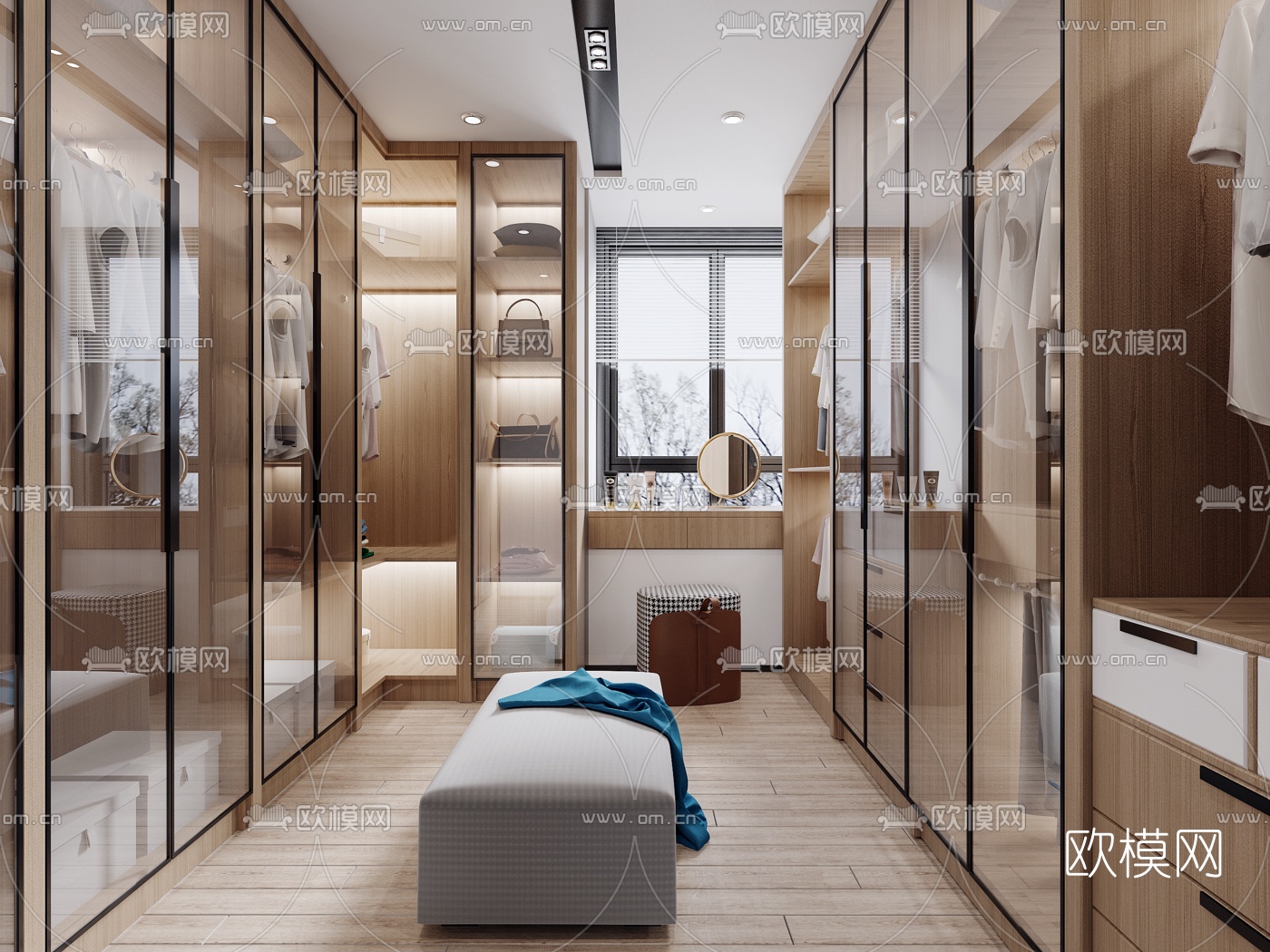 现代轻奢衣帽间3d模型下载