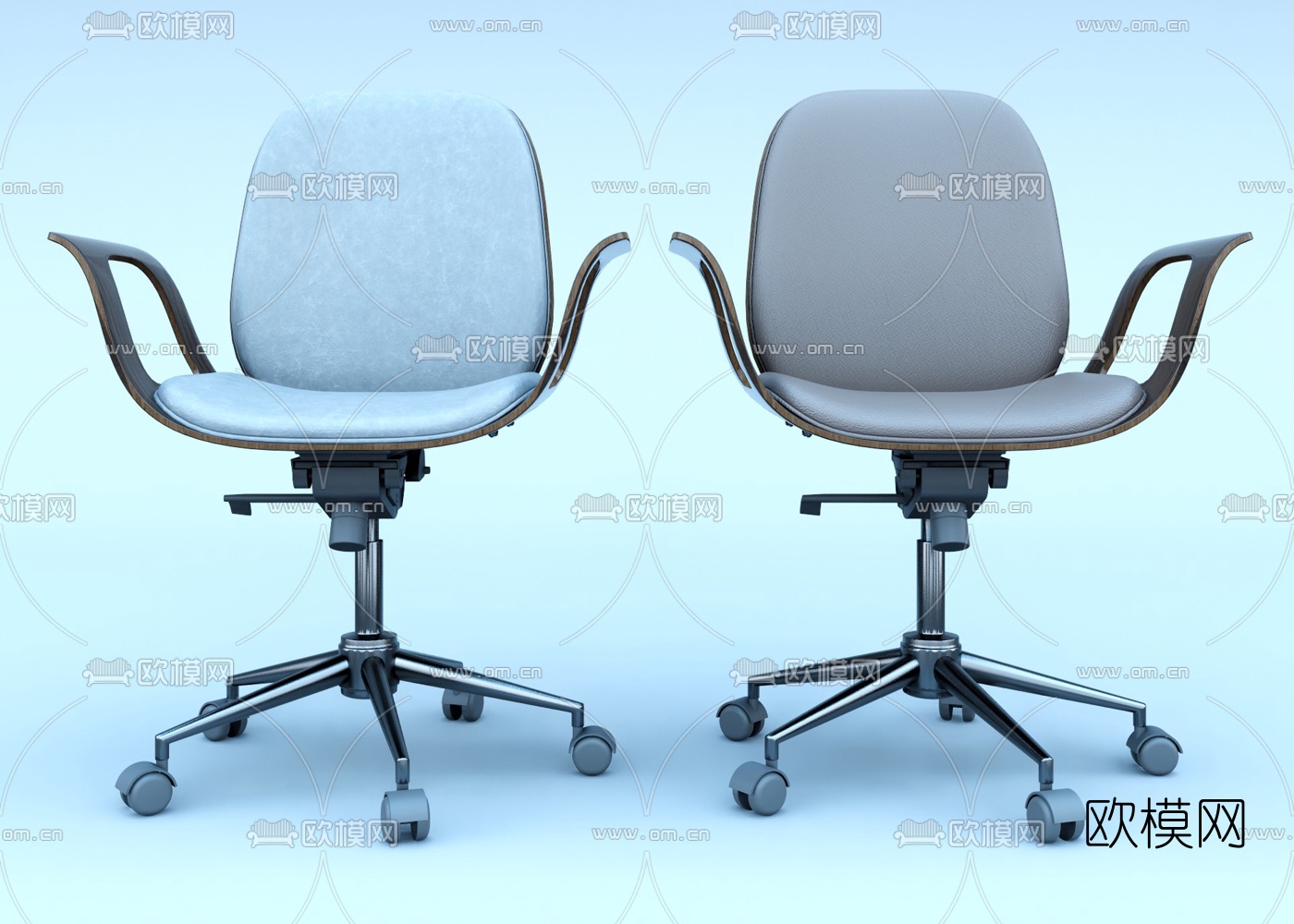 现代皮革办公椅职员椅su模型下载（渲染图1）