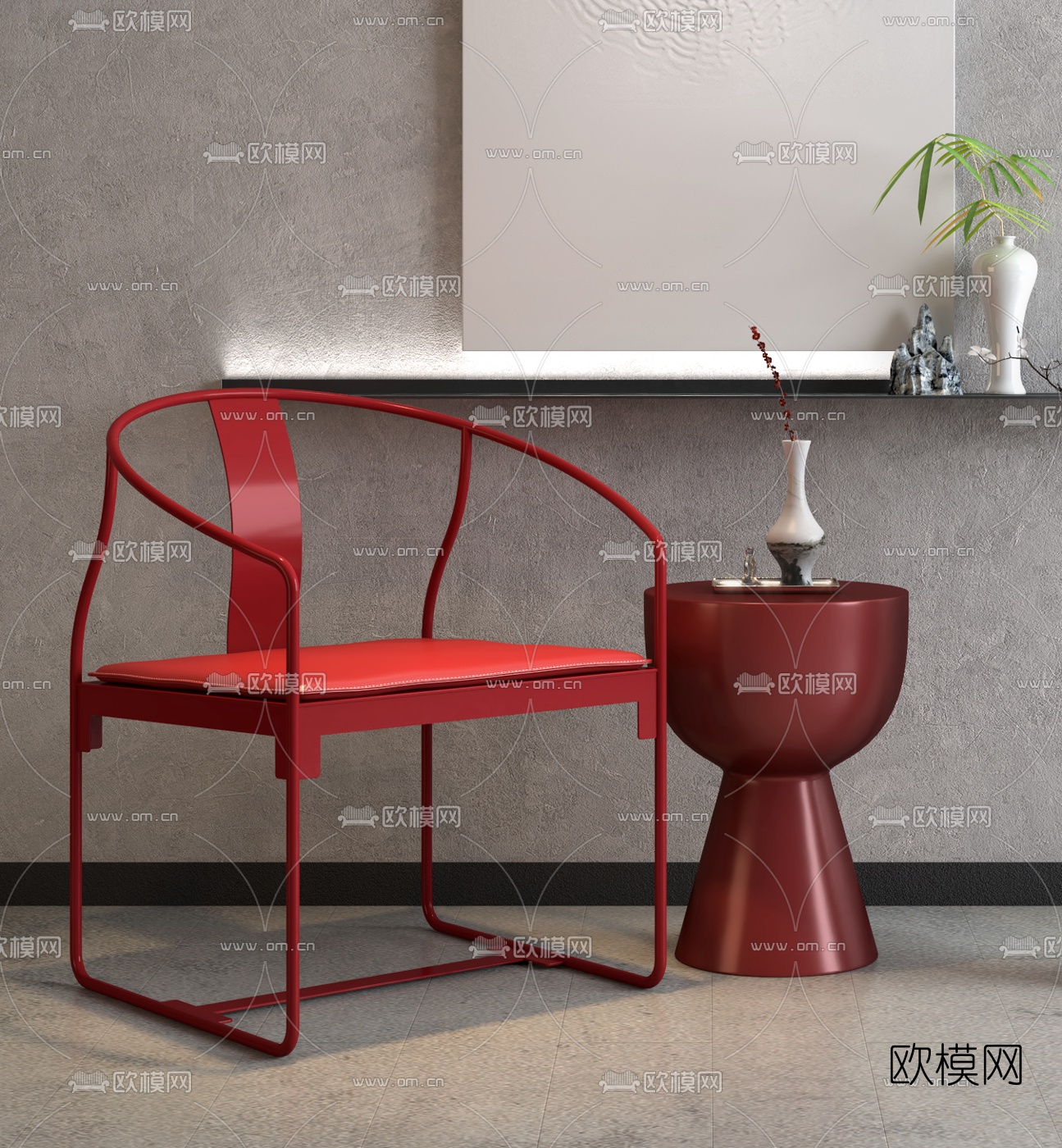 新中式铁艺圈椅3d模型