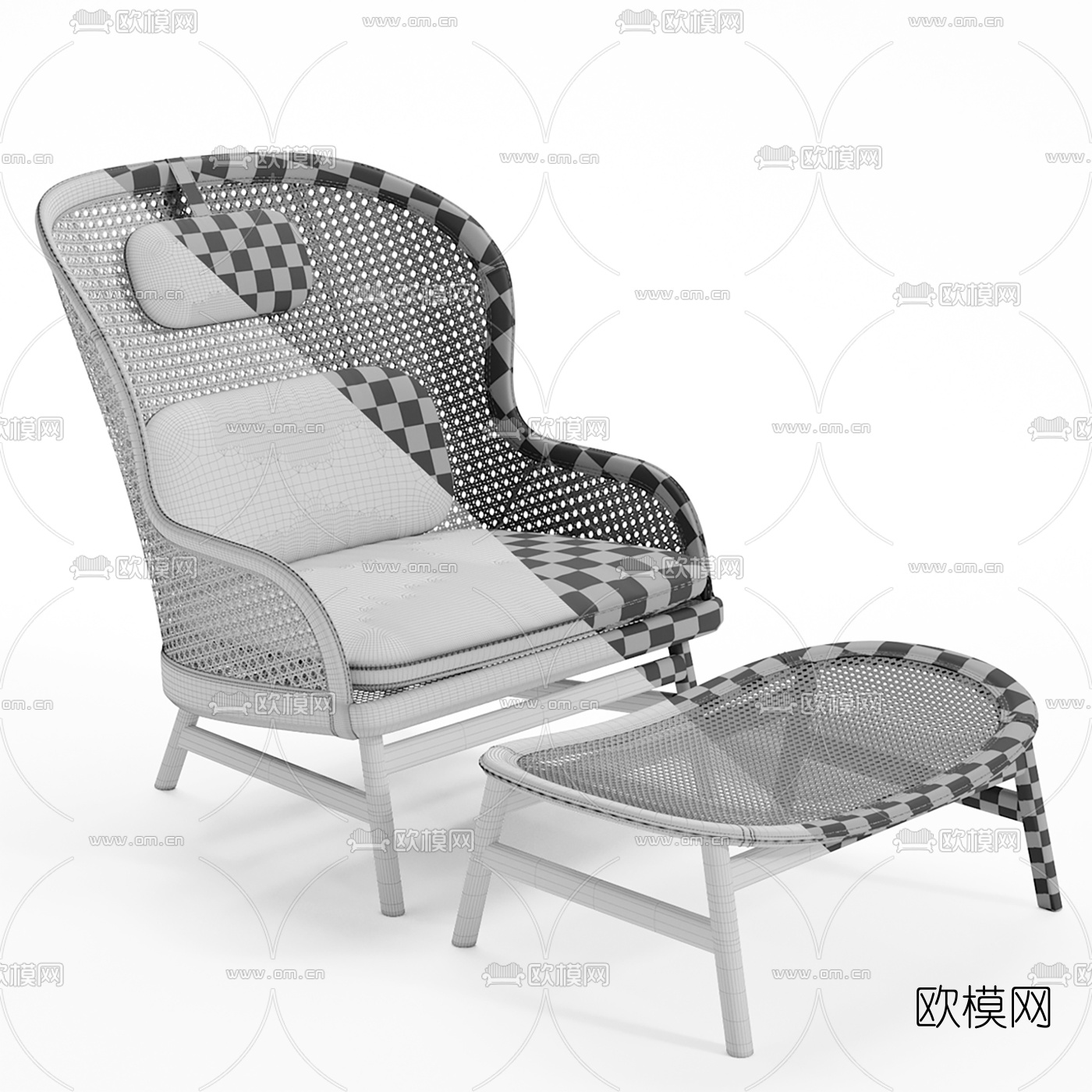 现代编织户外休闲椅3d模型下载（渲染图3）