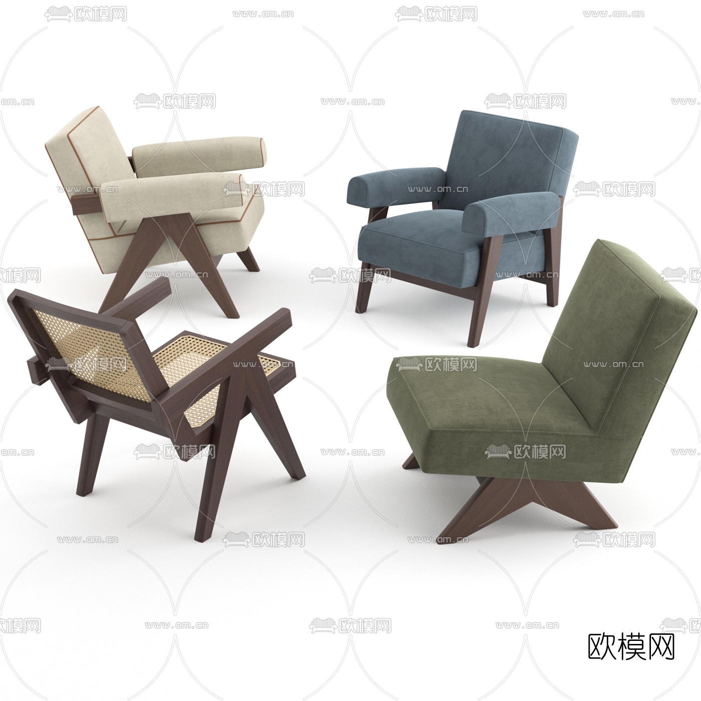 现代靠背休闲椅3d模型