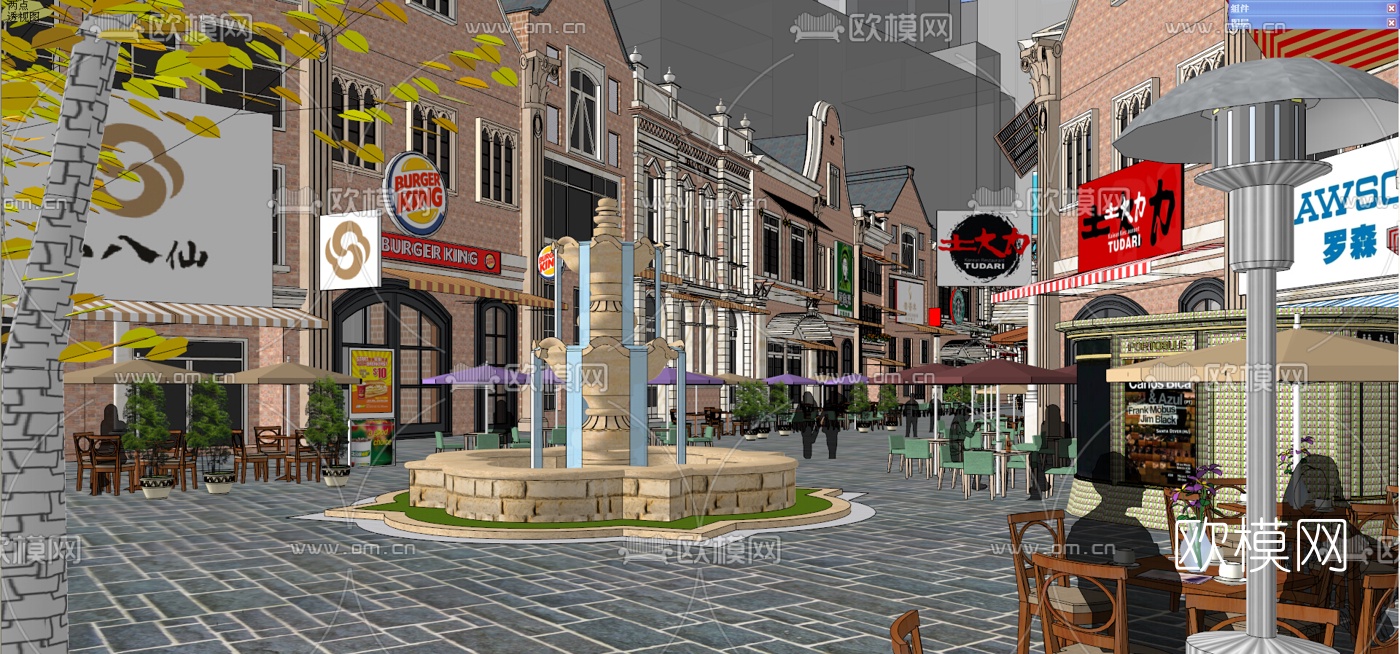 欧式商业街su模型下载（渲染图5）