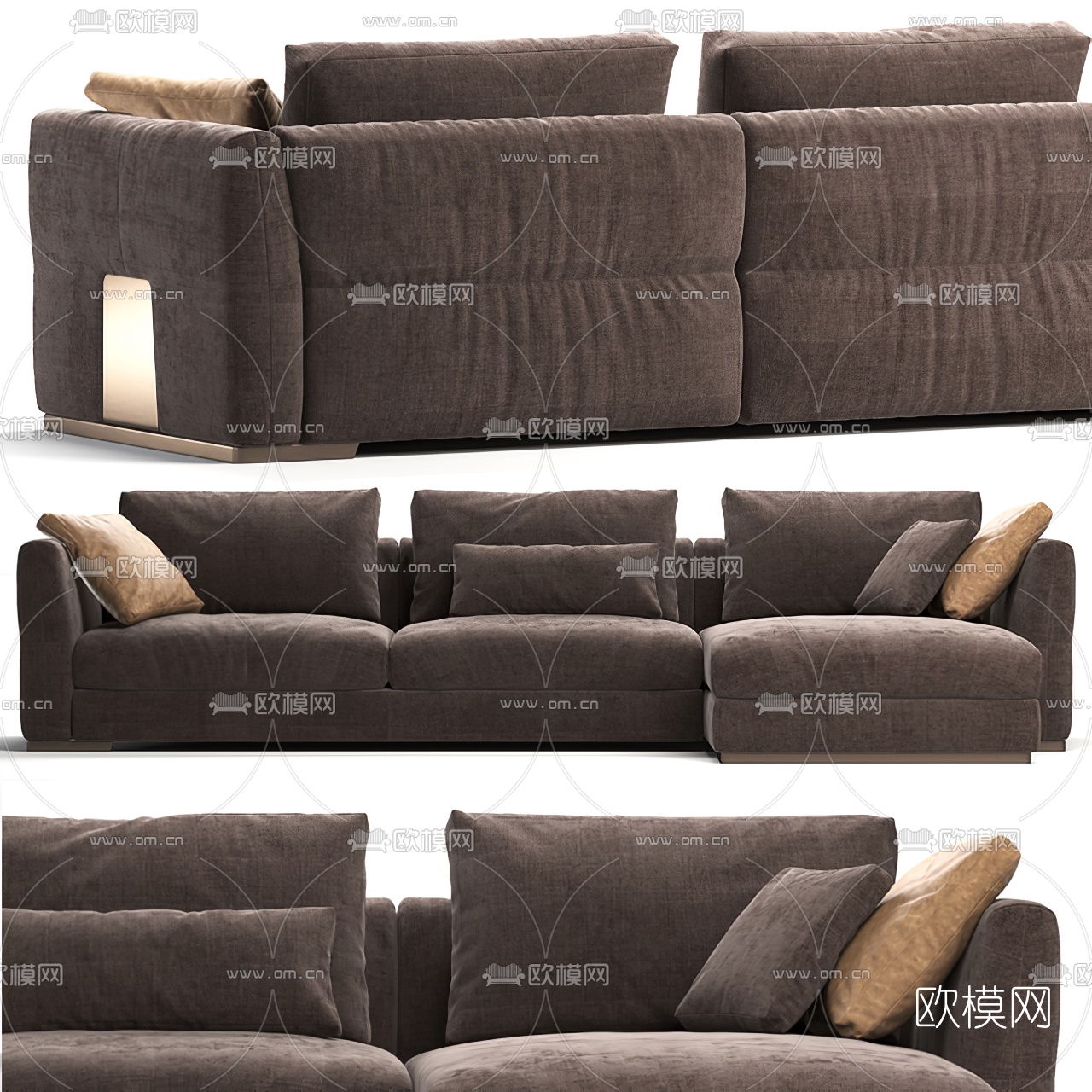 现代布艺多人沙发3d模型下载