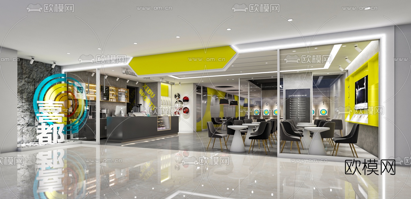 现代射箭馆3d模型下载（渲染图1）