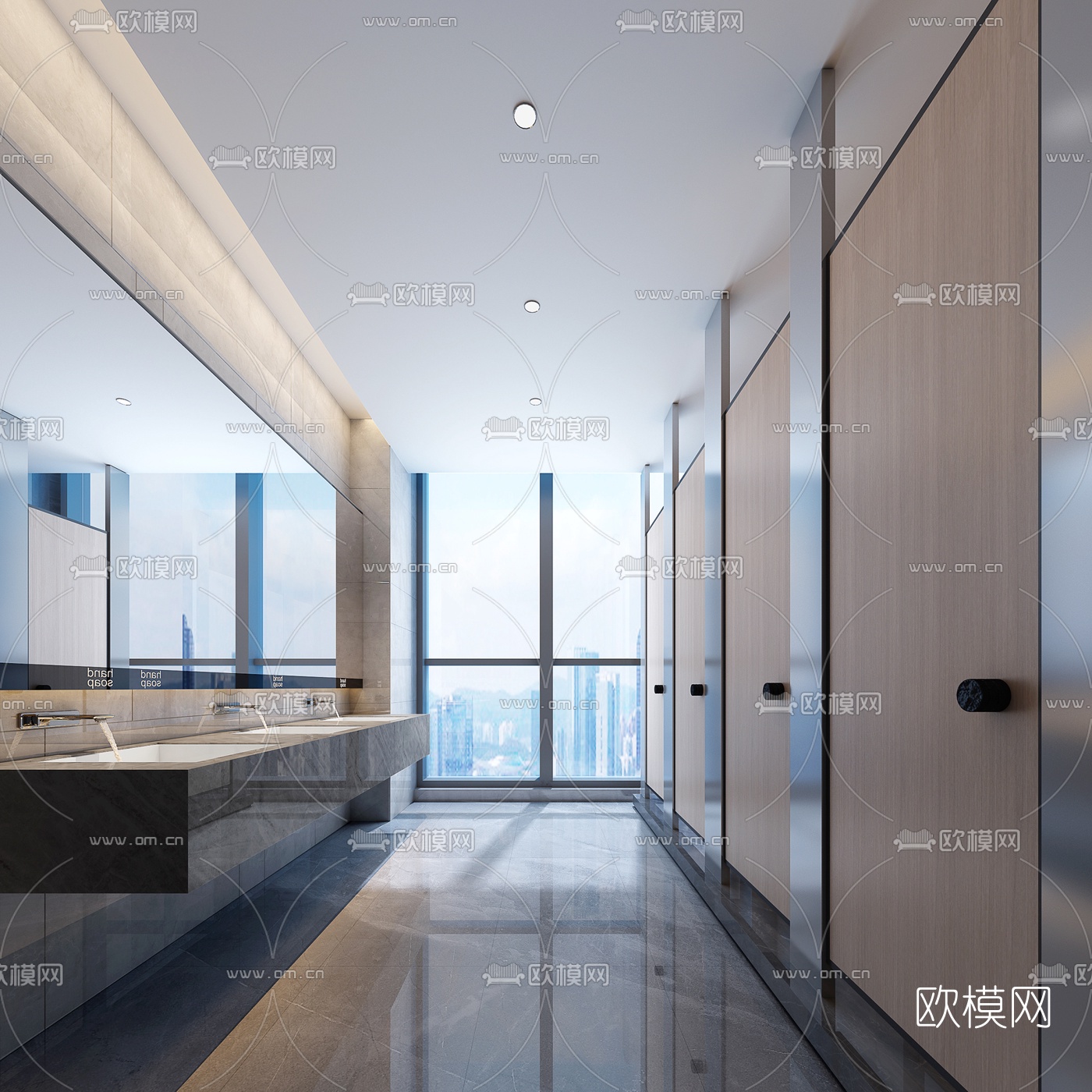 现代公共卫生间3d模型