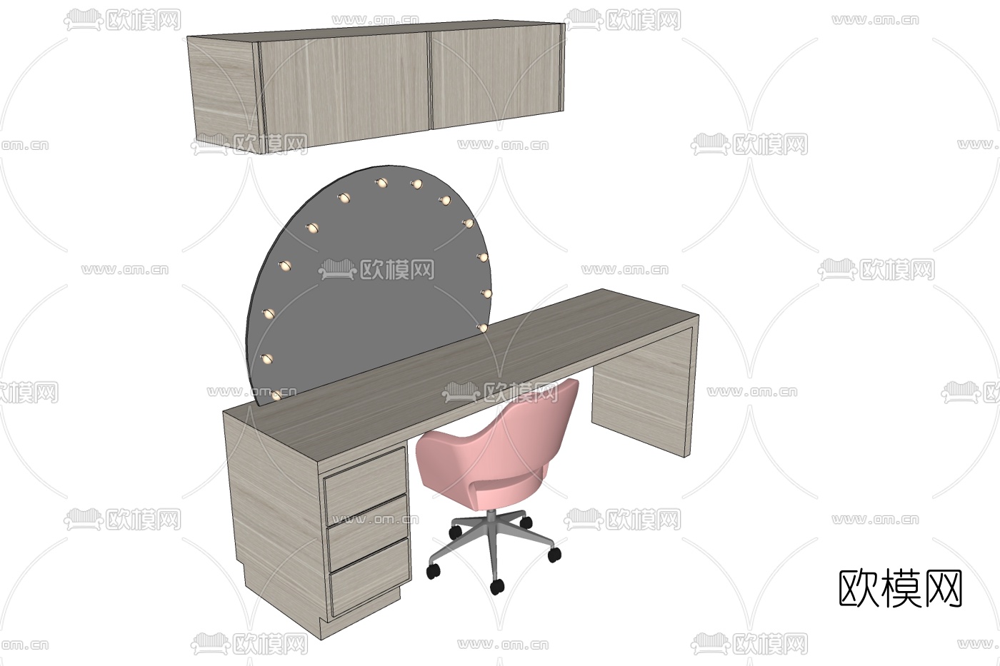 现代书桌椅免费su模型下载