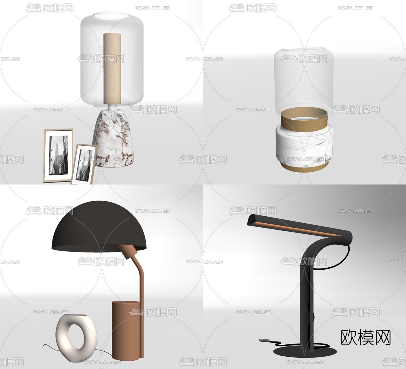 现代轻奢台灯su模型下载（渲染图2）