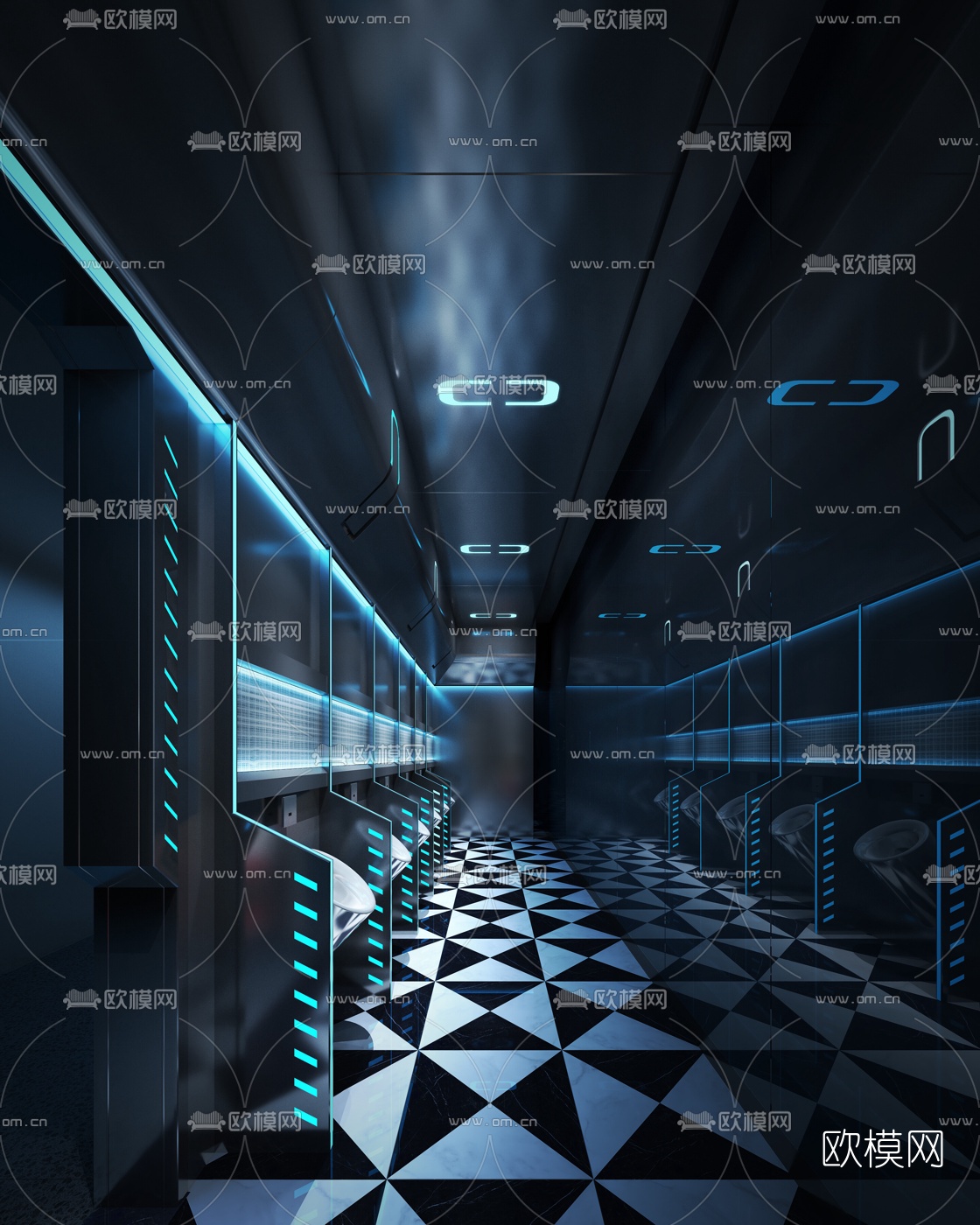 现代酒吧卫生间3d模型