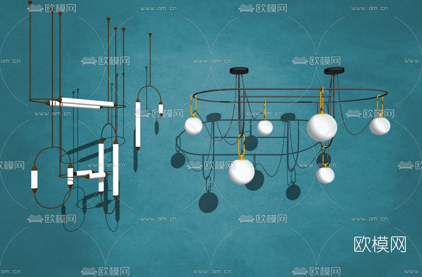 现代轻奢金属吊灯su模型下载
