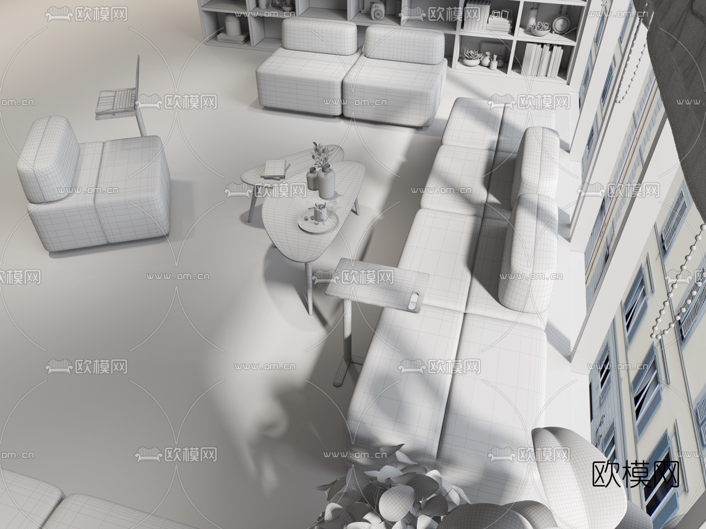 现代办公休闲沙发3d模型下载（渲染图1）