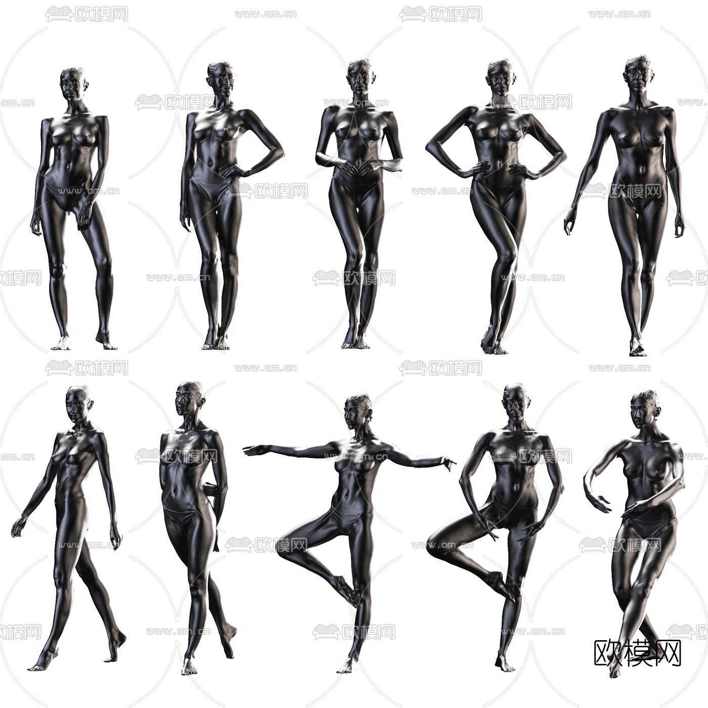 现代女性人物模特3d模型下载