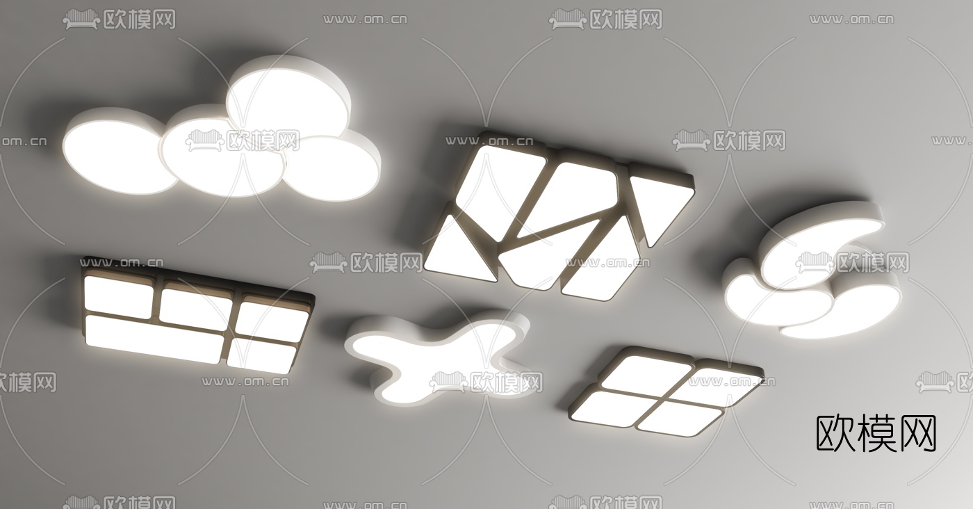 现代几何吸顶灯3d模型