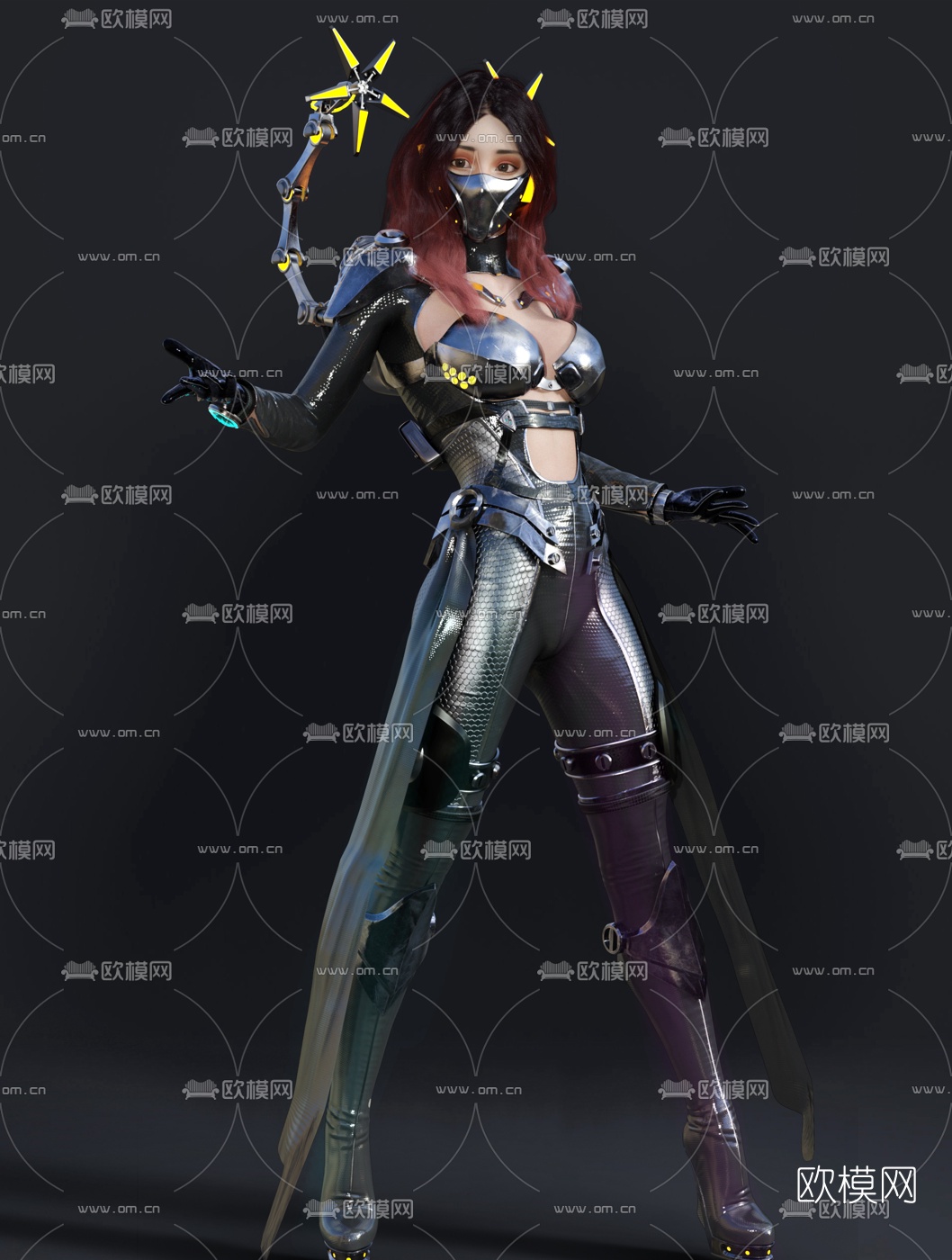 后现代科幻女战士3d模型下载（渲染图1）