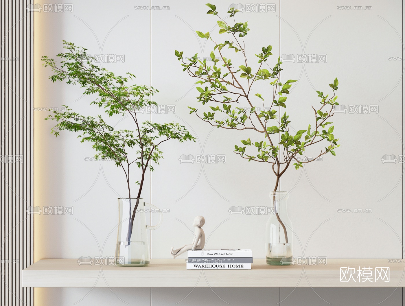 现代树枝花瓶插花3d模型下载