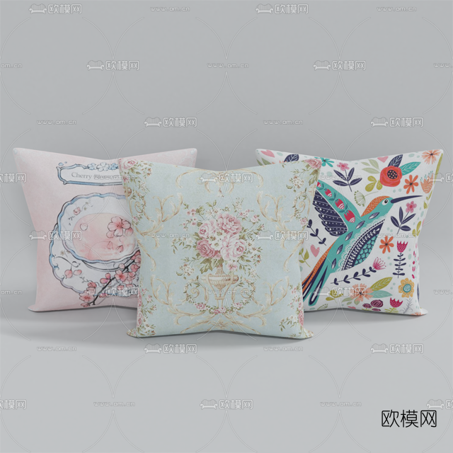 现代布艺抱枕免费3d模型下载