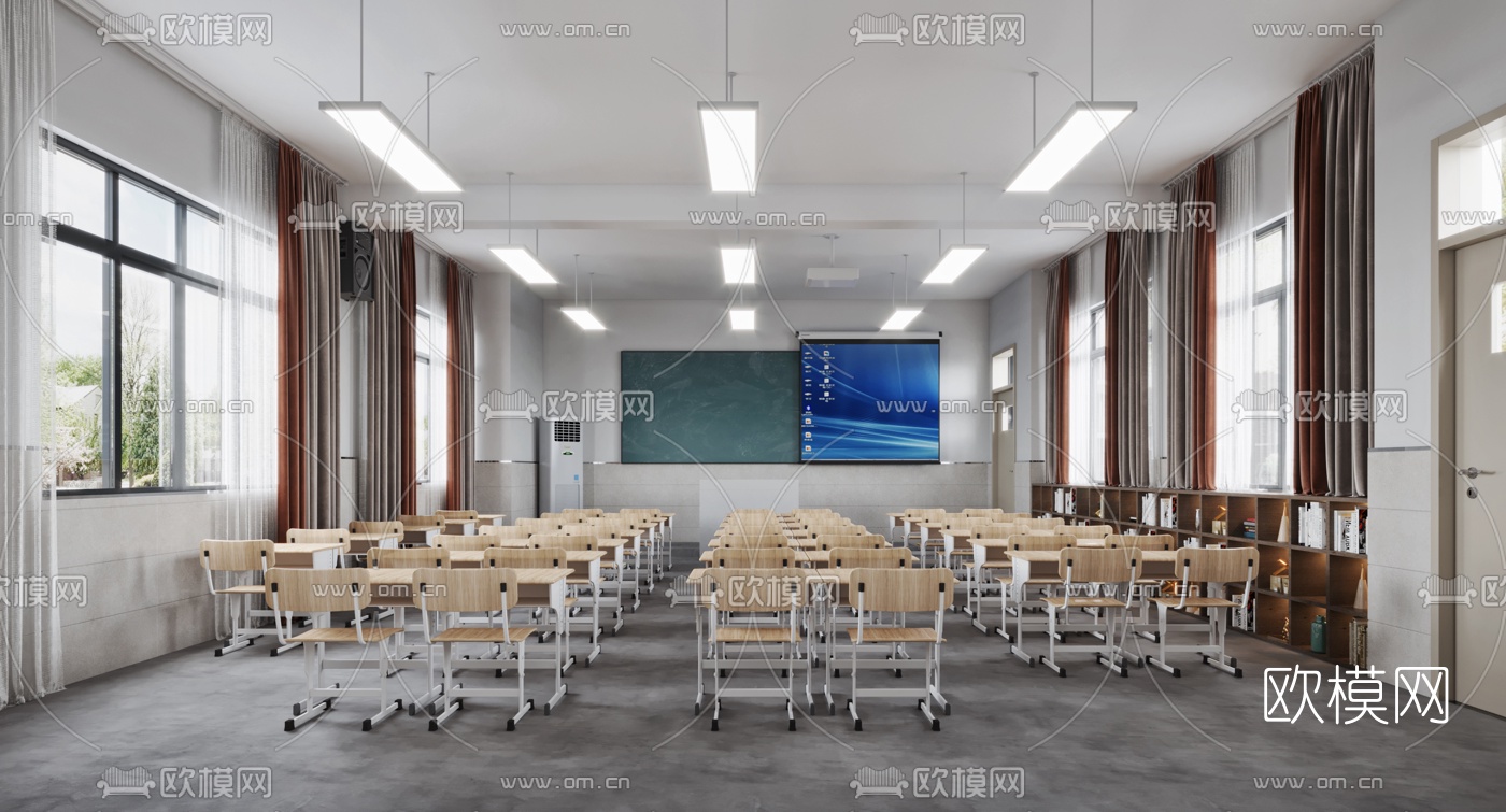 现代学校教室3d模型
