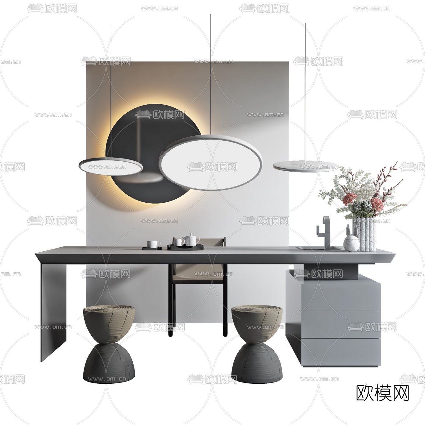 现代茶桌椅3d模型