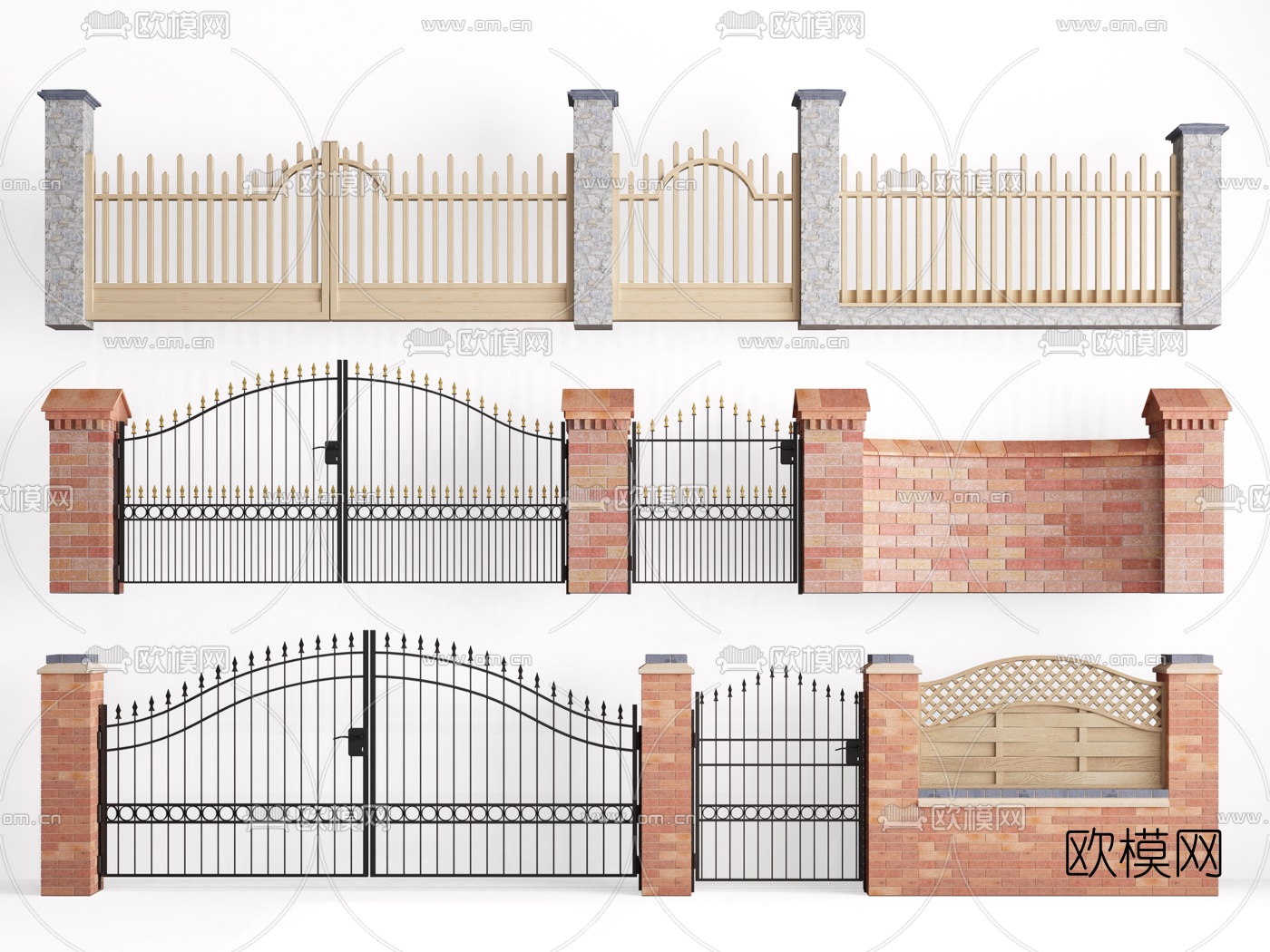 現代庭院大門圍欄3d模型