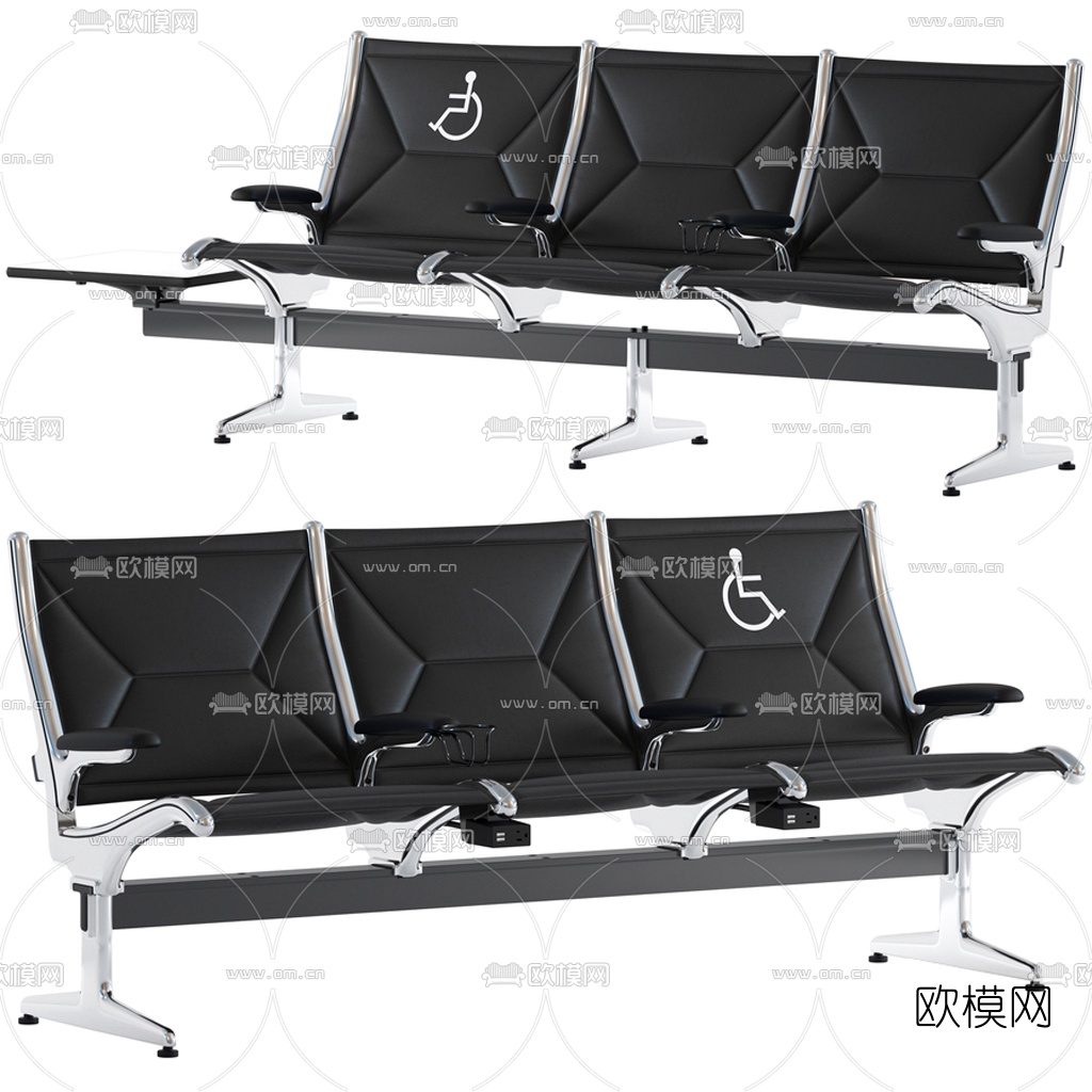 现代皮革公共椅3d模型