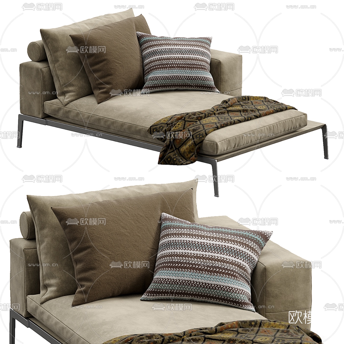 FLEXFORM 布艺贵妃椅3d模型下载（渲染图1）